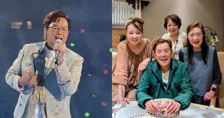 Alan Tam celebrating after 10 shows at Hong Kong Coliseum with family
